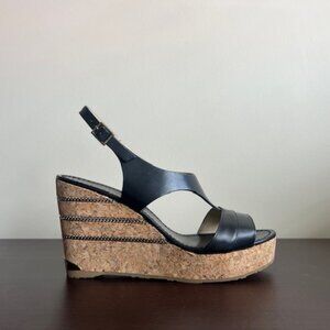 New! JIMMY CHOO Black Leather Wedges